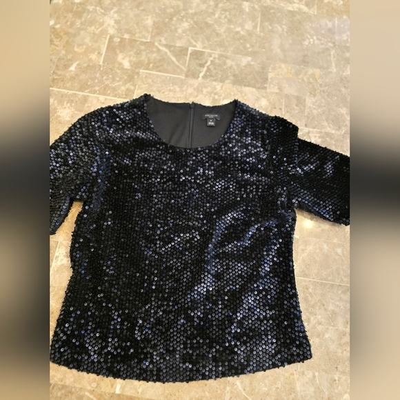 Ann Taylor Petite Sz S Black Sequin Shirt Holiday - Picture 5 of 5